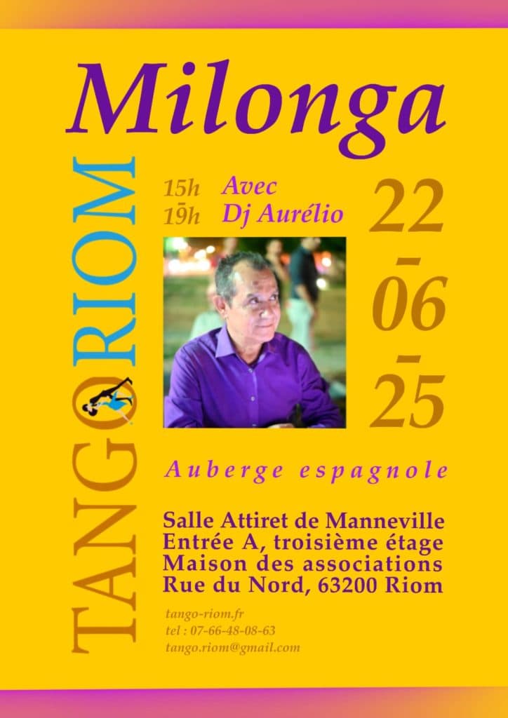 Affiche de milonga à Riom juin 2025